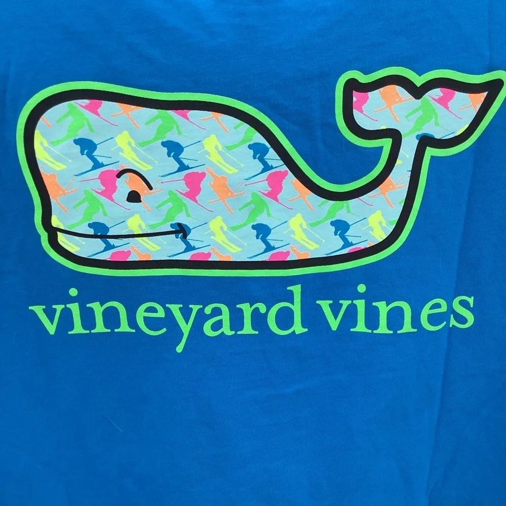 Boys Vineyard Vines Ski‎ Print Whale Short Sleeve Pocket Tee- XL- NWT